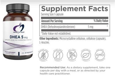 Photo of the Designs for Health DHEA 5 mg label