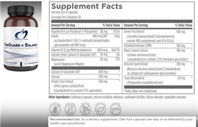 Photo of the Designs for Health FemGuard + Balance label