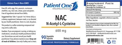 Photo of the Patient One 1 MediNutritionals NAC 600 mg label
