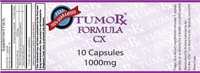 Photo of the TumoRx Formula CX 1000 mg label