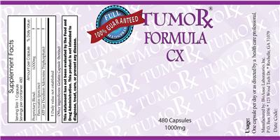Photo of the TumoRx Formula CX 1000 mg label