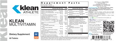 Photo of the Klean Athlete Klean Multivitamin label