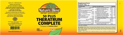 Photo of the Nature's Blend 50 Plus Theratrum Complete label