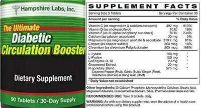 Photo of the Hampshire Labs The Ultimate Diabetic Circulation Booster label