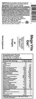 Photo of the Indiana Botanic Gardens Mega Vita Gel label