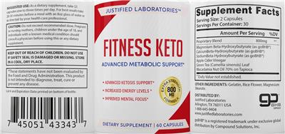 Photo of the Justified Laboratories Fitness Keto label