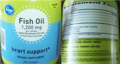 Product label for Fish Oil 1,200 mg