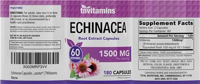 Photo of the tnvitamins Echinacea 1500 mg label