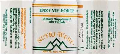 Photo of the Nutri-West Enzyme Forte label