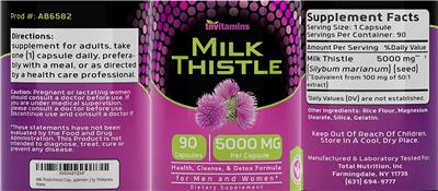 Photo of the tnvitamins Milk Thistle 5000 mg label