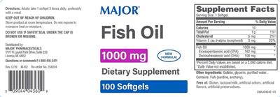 Photo of the Major Fish Oil 1000 mg label