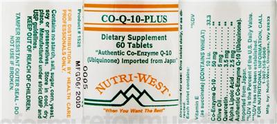 Photo of the Nutri-West Co-Q-10-Plus label