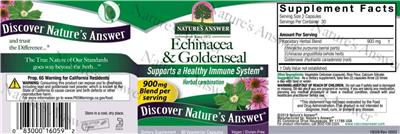 Photo of the Nature's Answer Echinacea & Goldenseal label