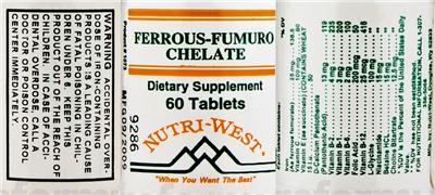 Photo of the Nutri-West Ferrous-Fumuro Chelate label