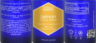 Photo of the Zongle Therapeutics Lemon label