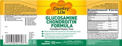 Photo of the Country Life Glucosamine Chondroitin Formula label