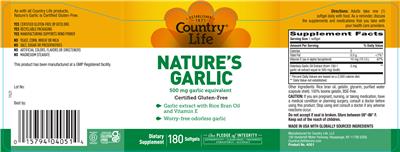 Photo of the Country Life Nature's Garlic label