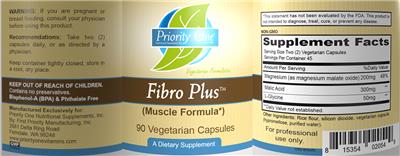 Photo of the Priority One Nutritional Supplements Fibro Plus label