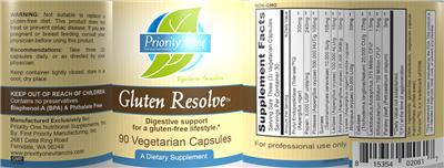 Product label for Gluten Resolve