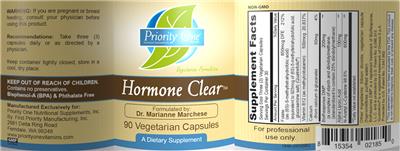 Photo of the Priority One Nutritional Supplements Hormone Clear label