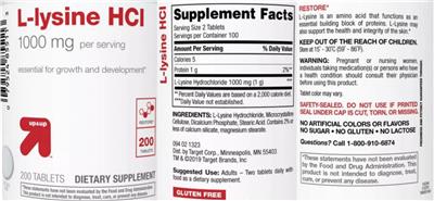 Photo of the up&up L-Lysine HCl 1000 mg label