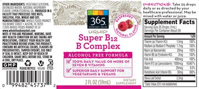 Liquid Super B12 B Complex Raspberry Natural Flavor