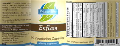 Photo of the Priority One Nutritional Supplements Enflam label