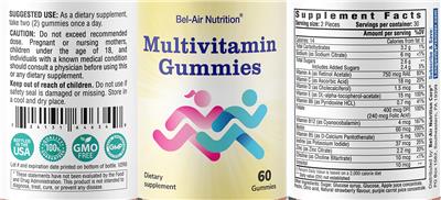 Photo of the Bel-Air Nutrition Multivitamin Gummies label