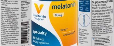 Photo of the The Vitamin Shoppe Melatonin 10 mg label