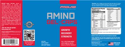Photo of the Prolab Amino Gel-Caps label