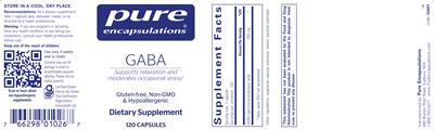 Photo of the Pure Encapsulations GABA label
