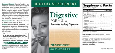 Photo of the Pharmanex Digestive Formula label