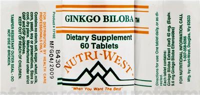 Photo of the Nutri-West Ginkgo Biloba label