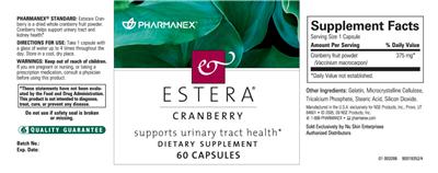 Photo of the Pharmanex Estera Cranberry label