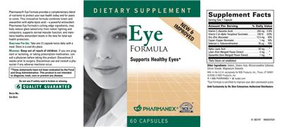 Photo of the Pharmanex Eye Formula label