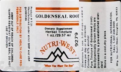 Photo of the Nutri-West Goldenseal Root label