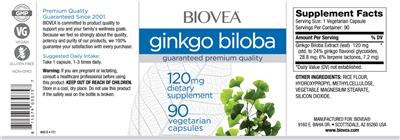 Photo of the BIOVEA Ginkgo Biloba 120 mg label