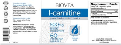 Photo of the BIOVEA L-Carnitine 1000 mg label