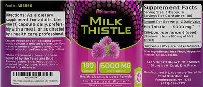 Photo of the tnvitamins Milk Thistle 5000 mg label