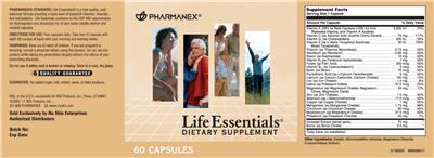 Photo of the Pharmanex Life Essentials label