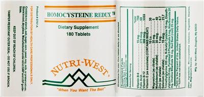Photo of the Nutri-West Homocysteine Redux label