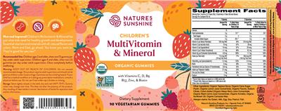 Photo of the Nature's Sunshine Children's Multivitamin & Mineral label