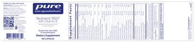 Photo of the Pure Encapsulations Nutrient 950 with Vitamin K label
