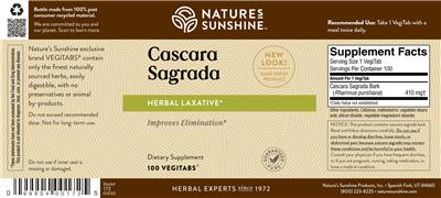 Photo of the Nature's Sunshine Cascara Sagrada label