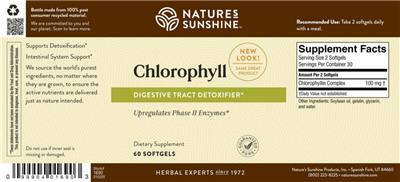 Photo of the Nature's Sunshine Chlorophyll label