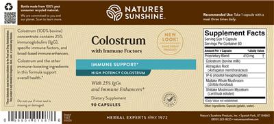 Photo of the Nature's Sunshine Colostrum label