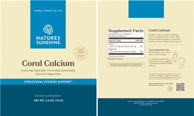 Photo of the Nature's Sunshine Coral Calcium label