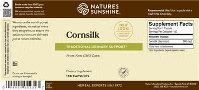 Photo of the Nature's Sunshine Cornsilk label