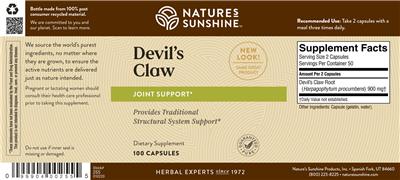 Photo of the Nature's Sunshine Devil's Claw label