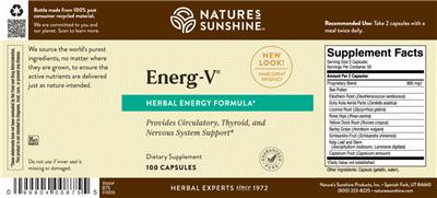 Photo of the Nature's Sunshine Energ-V label